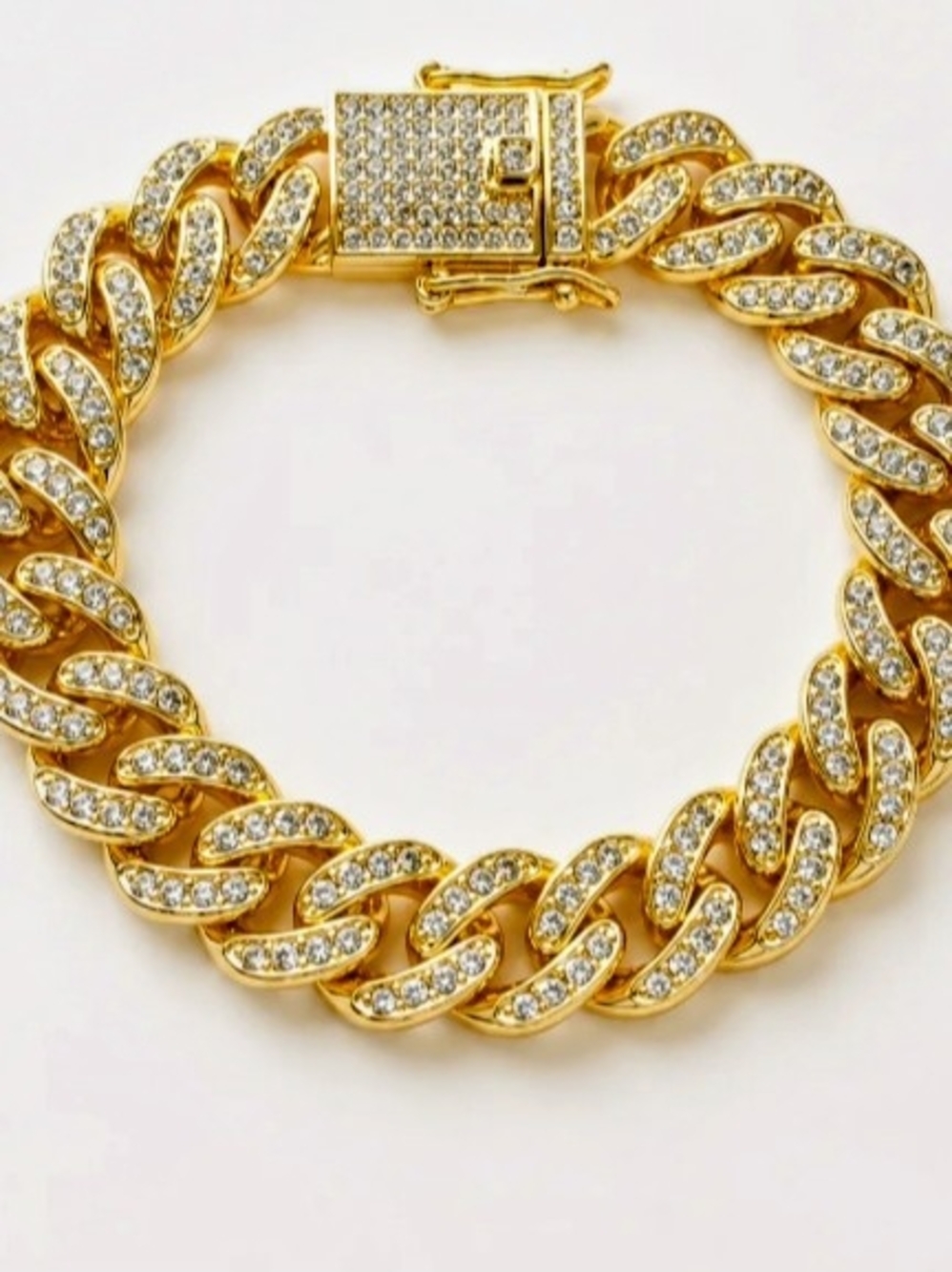 Gold Crystal Cuban Link Bracelet - Women Jewelry
